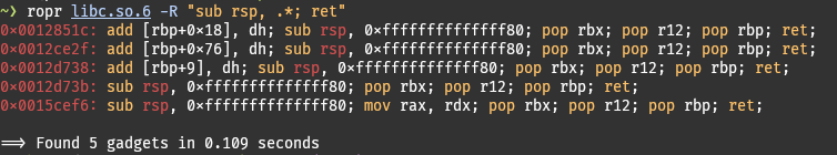 there is no sub rsp instruction